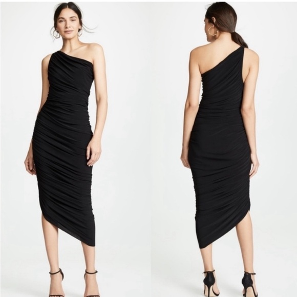 NORMA KAMALI Diana One-Shoulder Gown BLACK SIZE MEDIUM - Picture 1 of 7